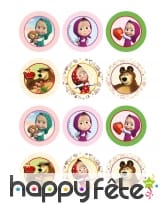 12 Décos Masha et Michka pour biscuits de 6 cm