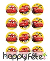 12 Décos pour biscuits Cars de 6 cm en amidon