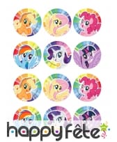 12 Décos pour biscuits My Little Pony, 6 cm, sucre