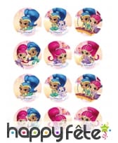 12 Décos Shimmer and Shine pour biscuits de 6 cm