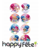 18 disques Shimmer & Shine friends en sucre 3,4cm