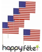 12 drapeaux USA sur pic, 11x7,5 cm