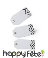 12 Etiquettes motif chevron blanc et noir