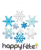 12 flocons de neige cartonnés bleus blancs