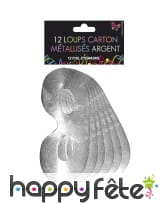 12 loups en carton argenté metallisé
