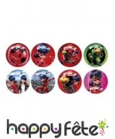 16 Mini disques Ladybug en sucre de 3,4cm