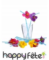 12 pailles décorée d'une fleur Hawaienne, image 1