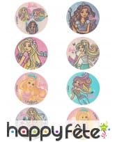 16 petits disques Barbie en sucre de 3,4cm
