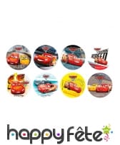 16 petits disques Cars 3 en sucre de 3,4cm