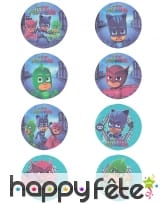 16 petits disques Pyjamasques en sucre de 3,4cm