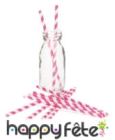 10 Pailles rayées fuchsia de 19,5cm, image 1