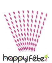 10 Pailles rayées fuchsia de 19,5cm, image 2