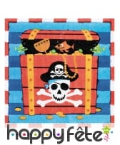 16 Serviettes coffre de Pirate, en papier