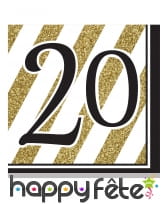 16 Serviettes d'anniversaire noir et or, image 2