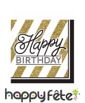 16 Serviettes d'anniversaire noir et or, image 3