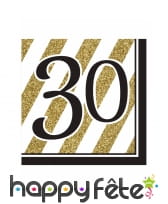 16 Serviettes d'anniversaire noir et or, image 5
