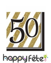 16 Serviettes d'anniversaire noir et or, image 7