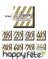 16 Serviettes d'anniversaire noir et or