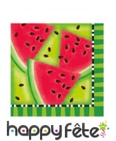 16 Serviettes décorées de Pastèques, 22cm