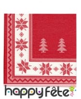 12 Serviettes en papier blanche rouge de Noël