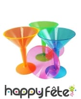 12 Verres cocktail multicolores en plastique