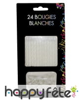 24 Bougies anniversaire avec bobeche blanches