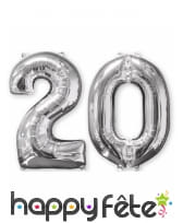 2 ballons chiffre argenté géant, image 2