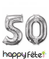 2 ballons chiffre argenté géant, image 5