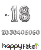 2 ballons chiffre argenté géant