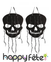 2 crânes noirs décoratifs de 29cm