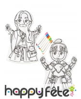2 Marionnettes à colorier avec feutres, image 1