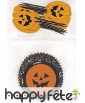 24 Moules à cupcakes citrouille et pics