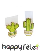 2 marques places cactus verts en bois de 6 cm