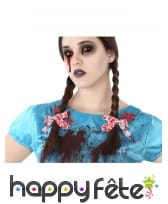 2 noeuds blancs ensanglantés pour nattes, adulte