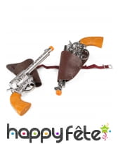 2 pistolets avec étuis marron pour homme