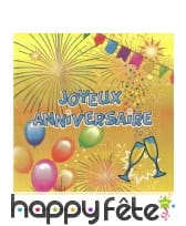 20 Serviettes Joyeux Anniversaire en papier, image 3