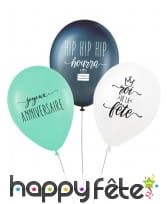 3 Ballons "Anniversaire" biodégradable de 27cm