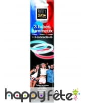 3 Bracelets bleu blanc rouge phosphorescent, 20cm