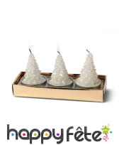 3 Bougies sapin blanc pailleté de 7cm, image 1
