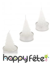 3 Bougies sapin blanc pailleté de 7cm