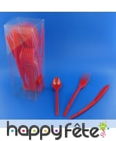 30 couverts en plastique rouge bordeau