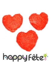 3 coeurs rouges en rotin