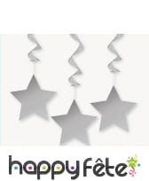 3 etoiles grises à suspendre de 9cm
