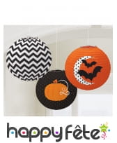 3 Lanternes Halloween boule de 24cm