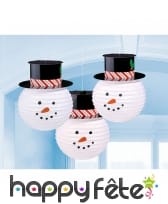 3 Lanternes tête de bonhomme de neige