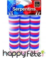 3 Rouleaux de serpentins bleu blanc rouge