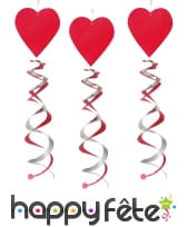 3 Suspensions coeurs rouges et spirales