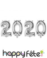 4 Ballons argent nouvel an 2020, 40cm