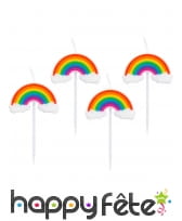 4 Bougies arc-en-ciel de 8 cm