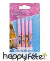 4 Bougies d'anniversaire roses princesses Disney